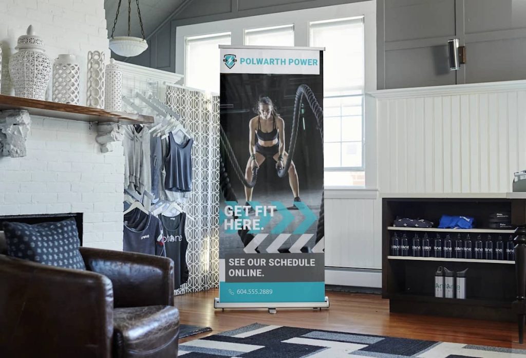 Vertical banner at a trade show