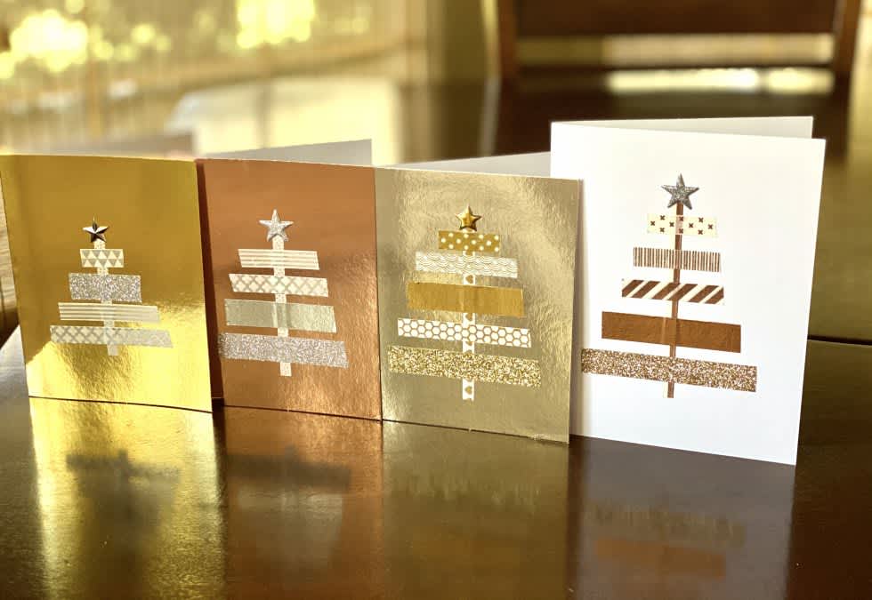Tape tree Christmas card idea.