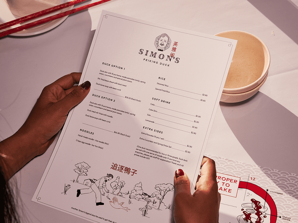 A large flat menu for an Asian cuisine restaurant