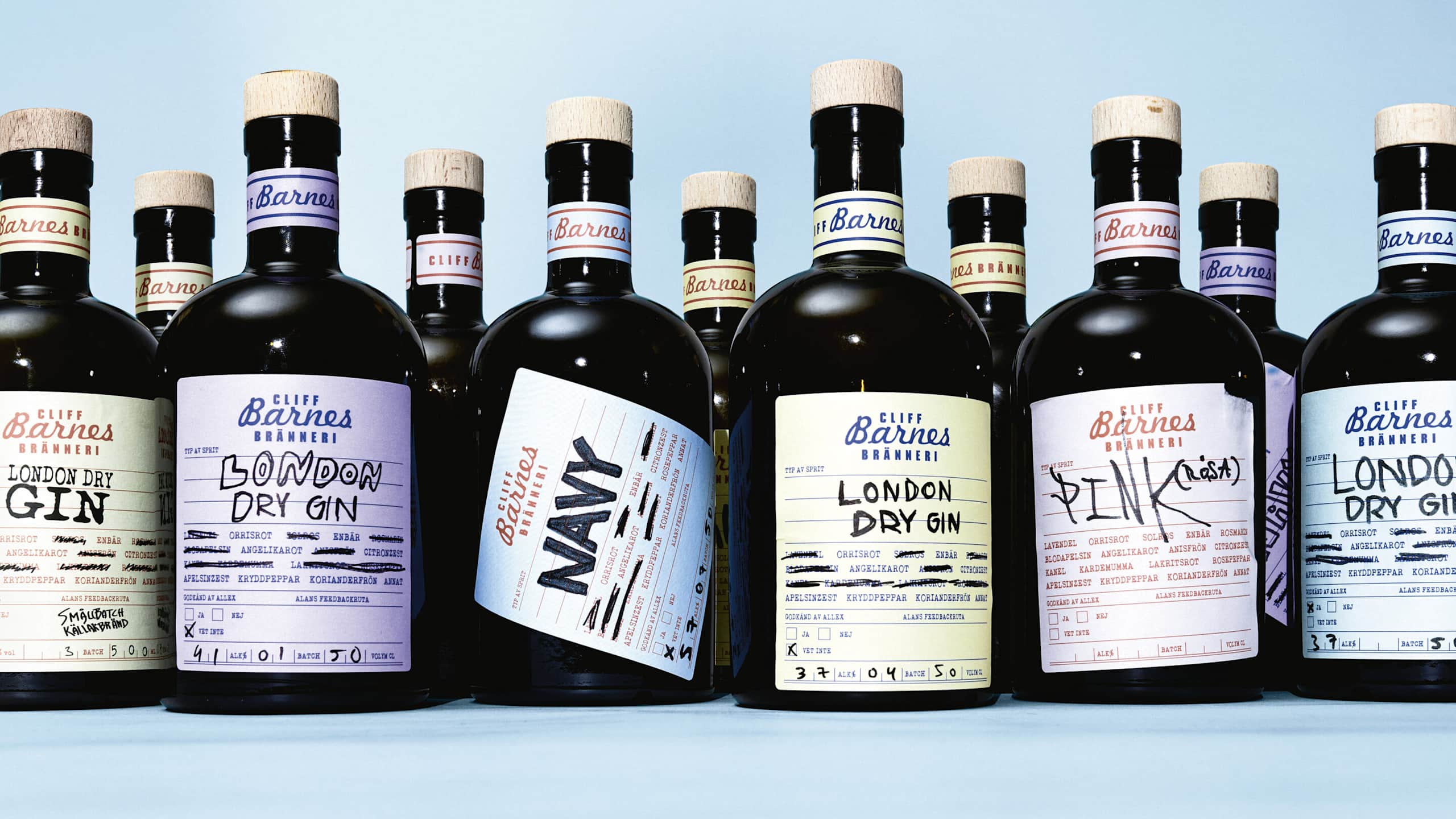 An example of the Apothecary Aesthetic packaging trend 2026, featuring grids and handwritten elements in gin bottle label design