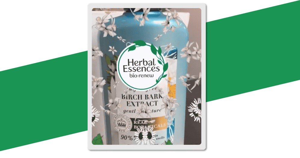 Augmented reality experience with Herbal Essence shampoo brand—an example of Portal Packaging design trend