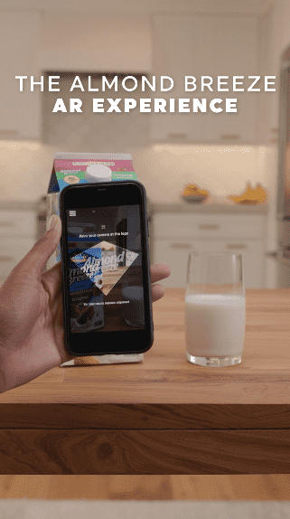 Augmented reality experience with Almond Breeze—an example of Portal Packaging design trend