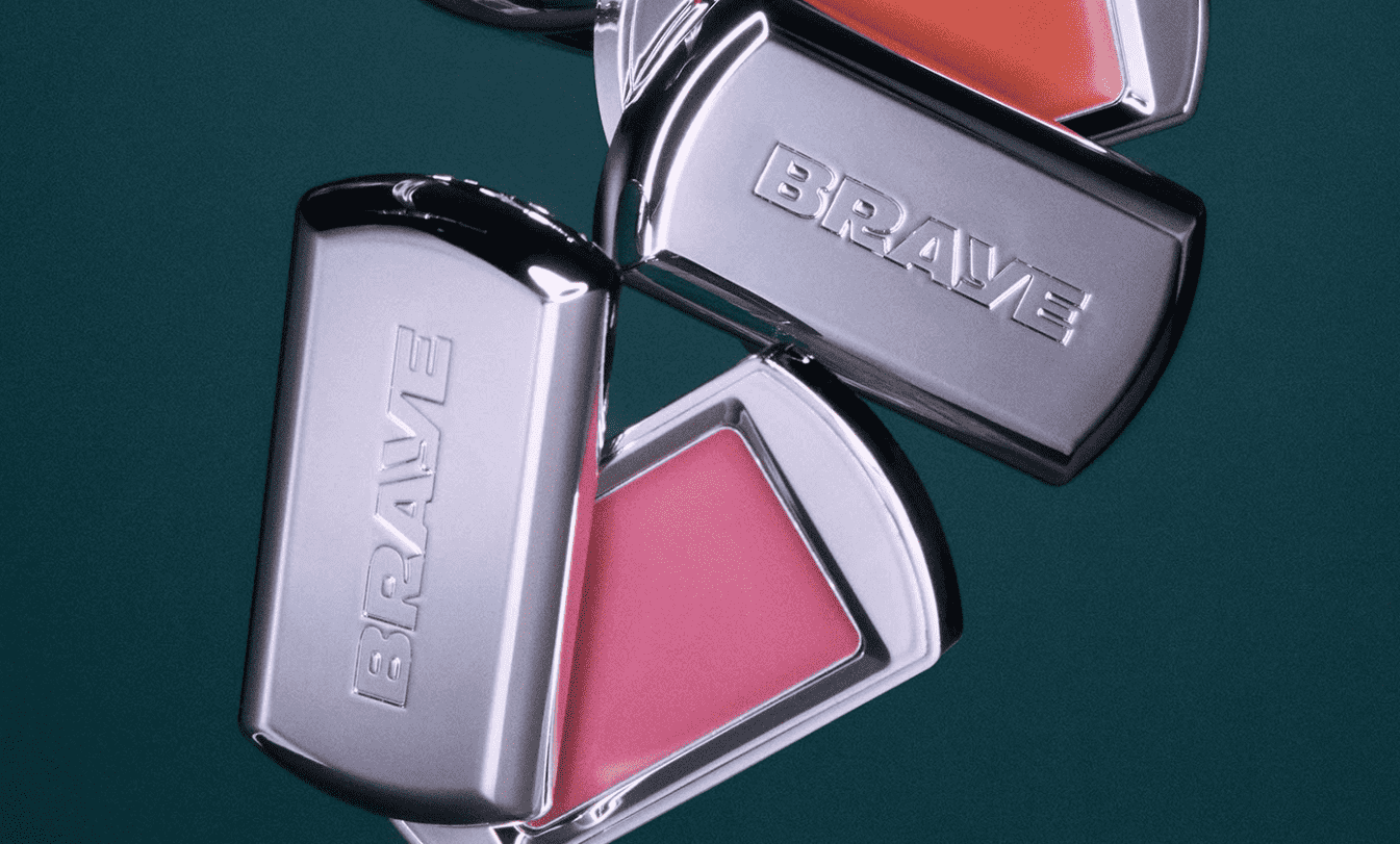 Metallic blush packaging design with the brand name engraved—an example of the Pure Steel packaging trend 2026