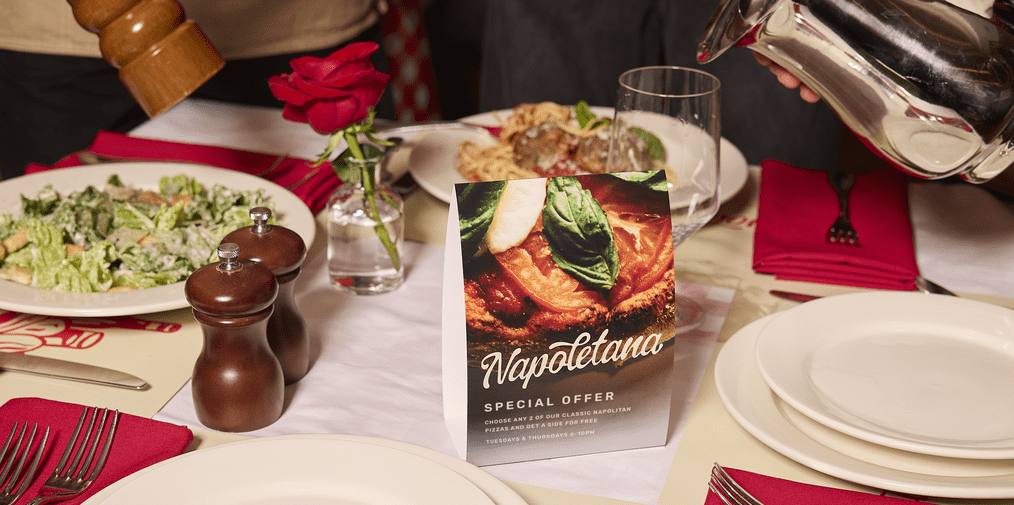 An example of a tabletop display menu