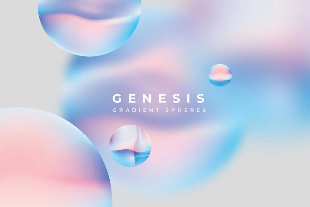 Example of Mermaidcore color trend of 2026 featuring blurred bubbles with gradient shades of light pinks and blues layers with clear bubbles in similar shades