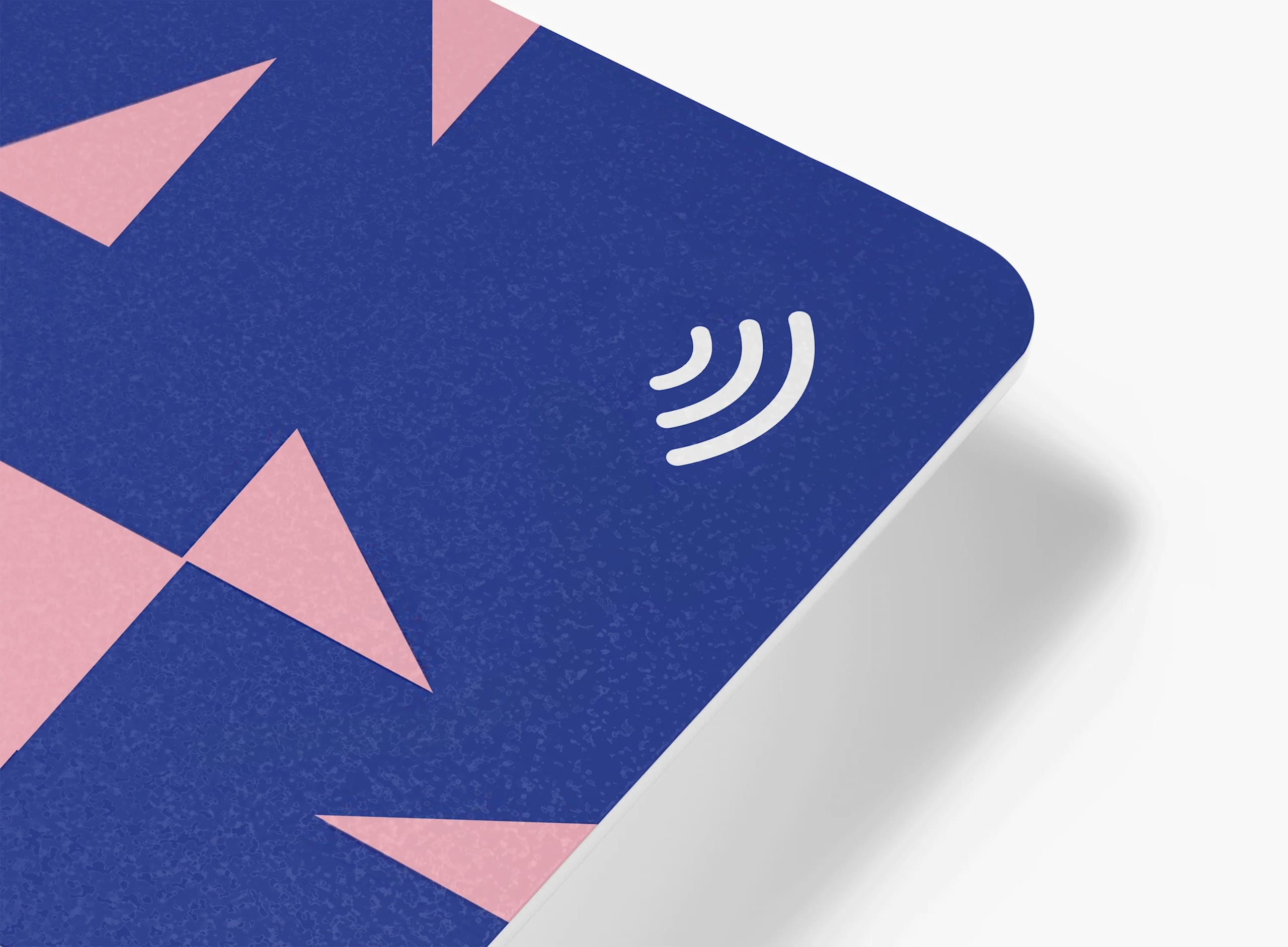 A blue and pink NFC business card, types of business cards