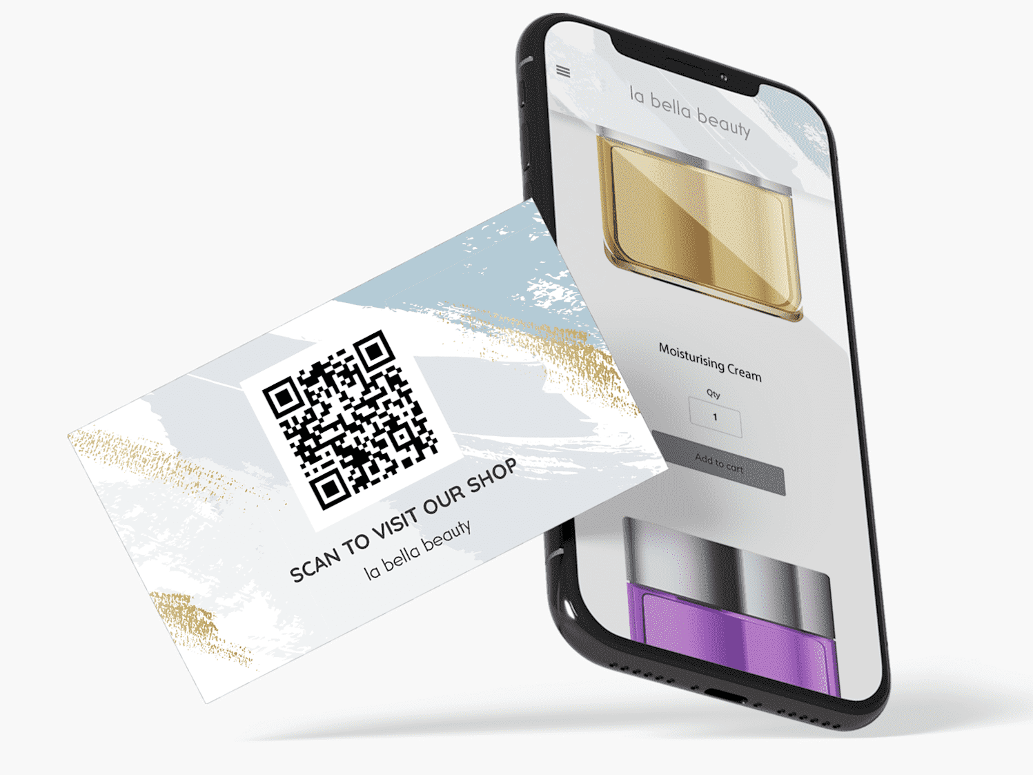 An example of a QR code business card with the site it opens on a phone once scanned