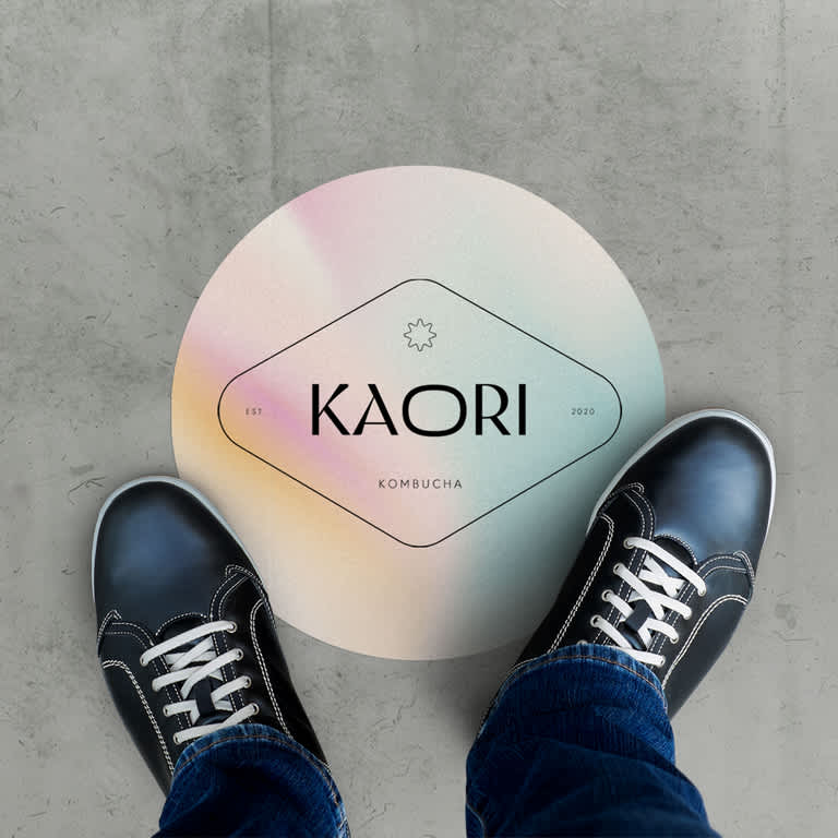 Branding and logo on floor decal signage