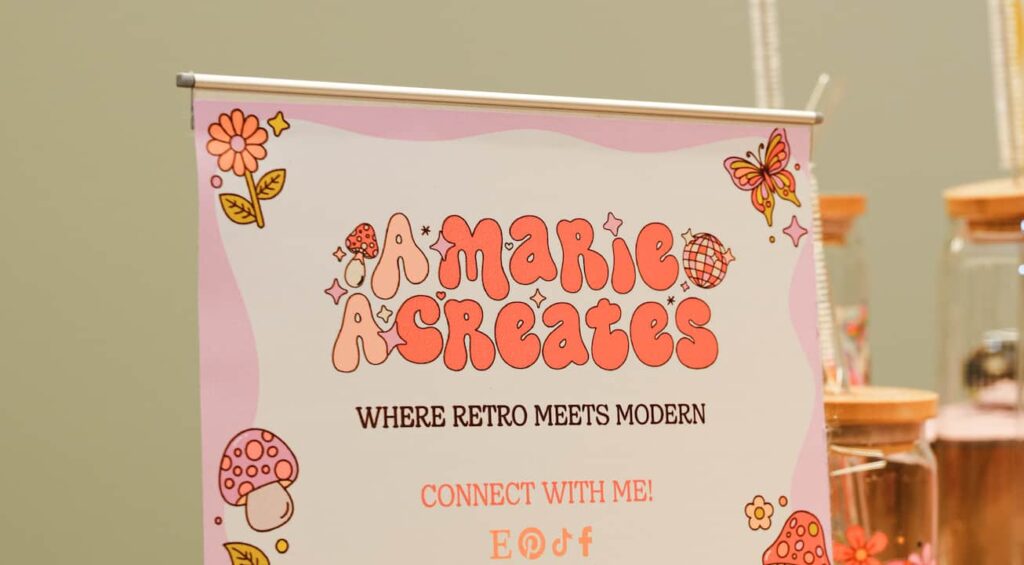 Small business Amarie A Creates has a fun playful wordmark logo that highlights her name and brand