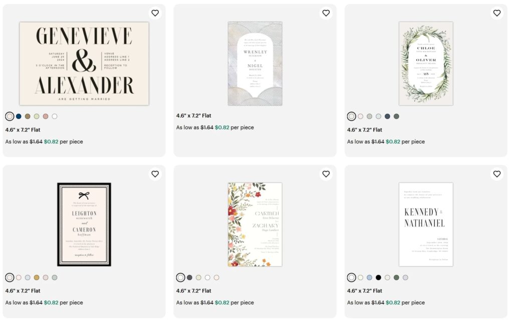 VistaPrint wedding invitation templates, showcasing easy-to-design format.