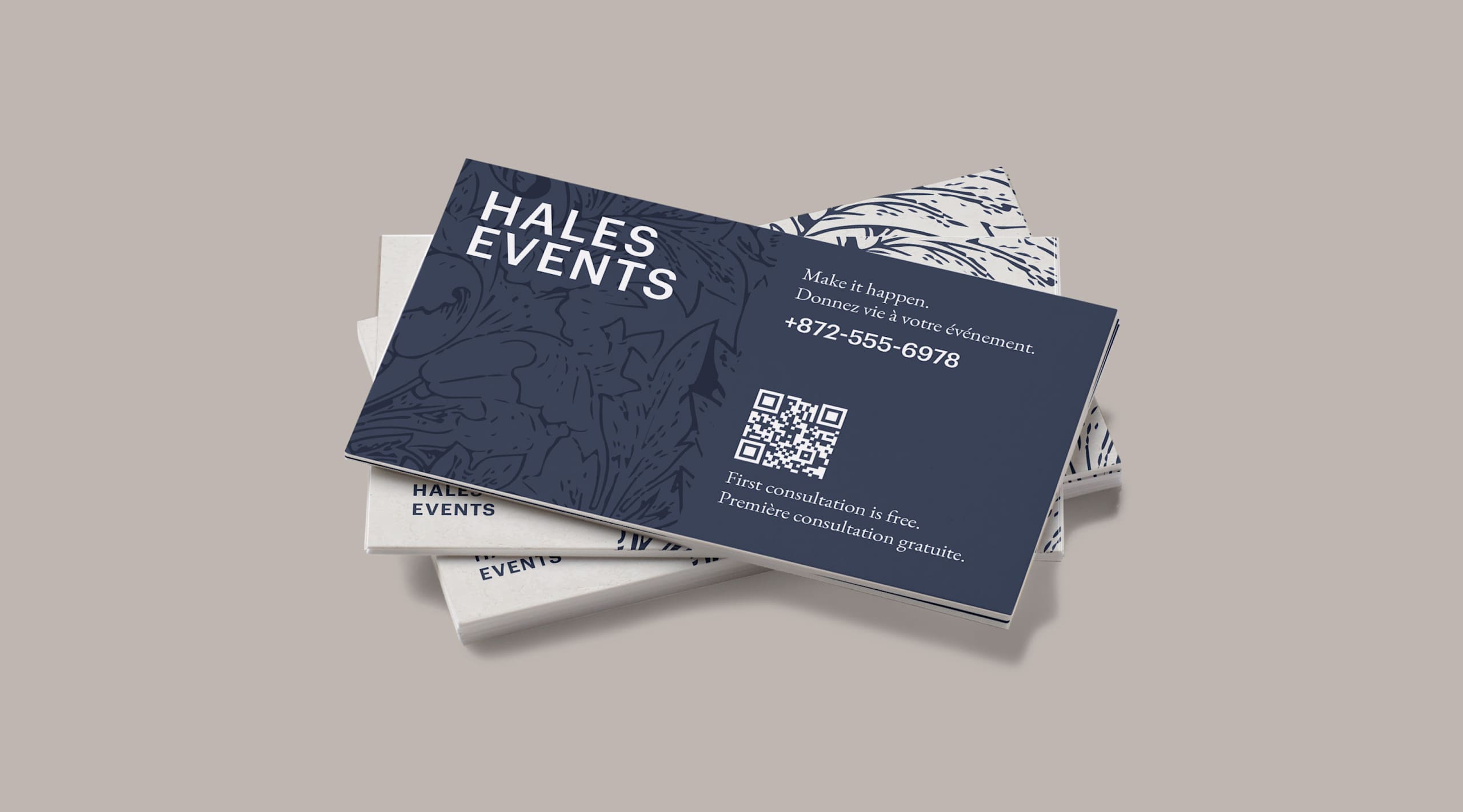  An example of a business card that features copy in both French and English for bilingual marketing