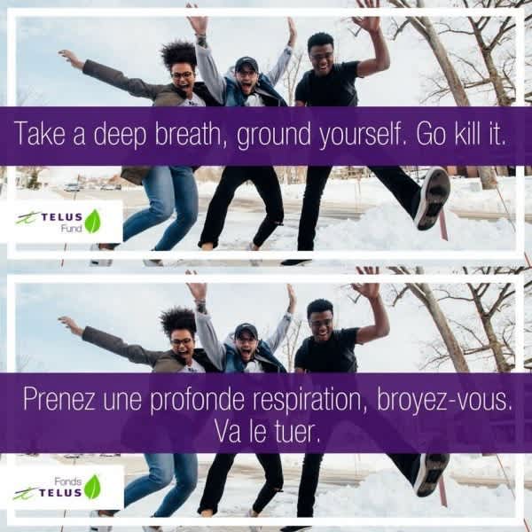 An example of bilingual signage that uses tu vs vous to translate an English ad into French