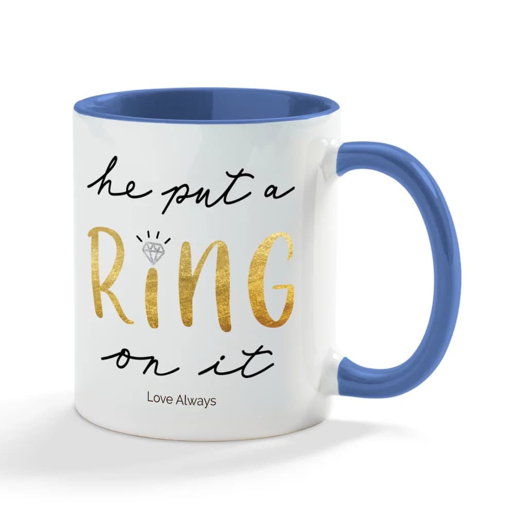 personalized engagement mug design idea