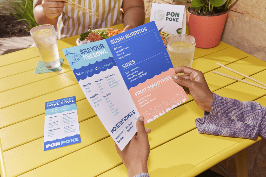 Restaurant menu showcasing a clear typographic hierarchy with contrasting headline and body fonts to improve readability and navigation.