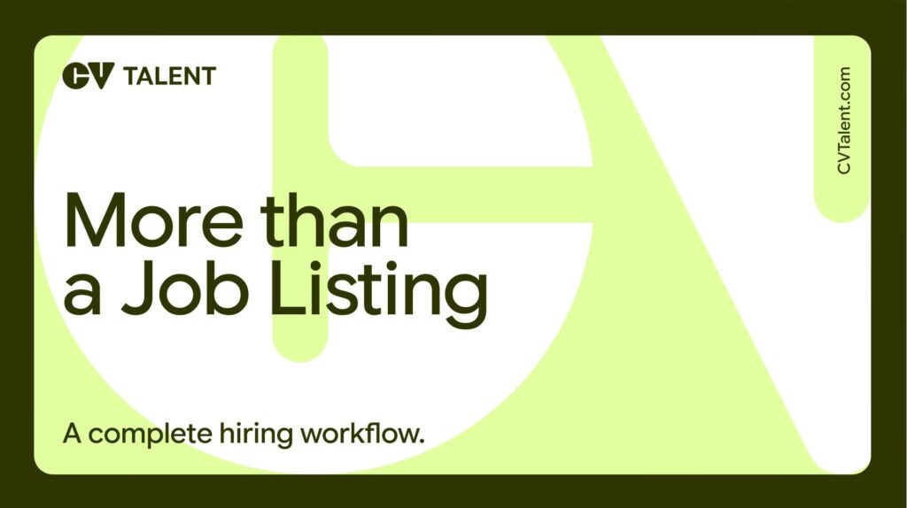 Digital marketing ad banner for a talent agency featuring the brand logo, slogan and tagline “More than a job listing,” against the brand pattern.