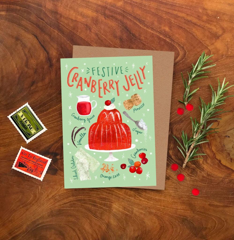 Cranberry jelly recipe Christmas card idea.
