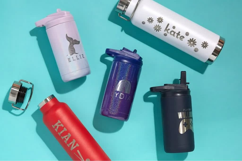 Custom water bottle personalized Christmas gifts.
