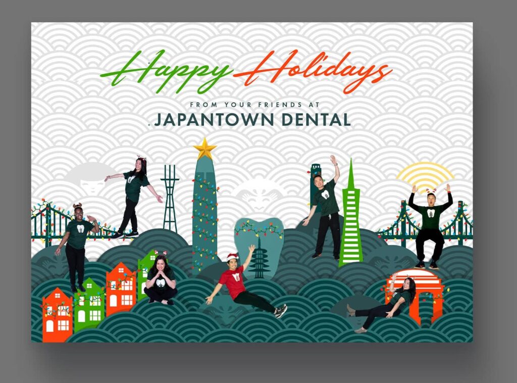 Personalized business Christmas card design.