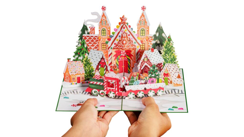 Gingerbread Christmas pop-up card design.