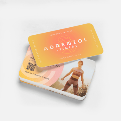 orange business card for fitness studio