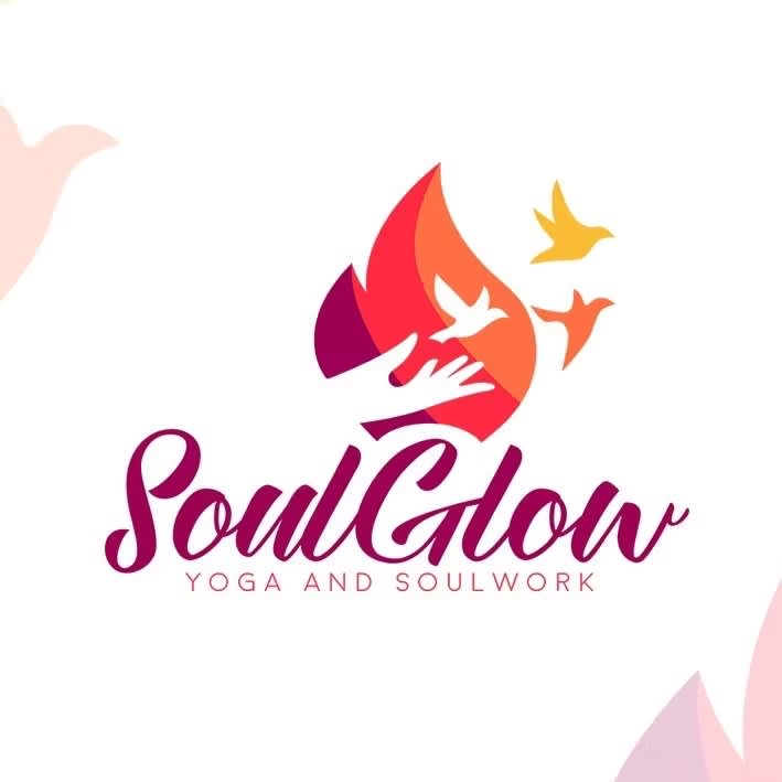Colourful logo using harmonious shades of purple, red, orange and yellow