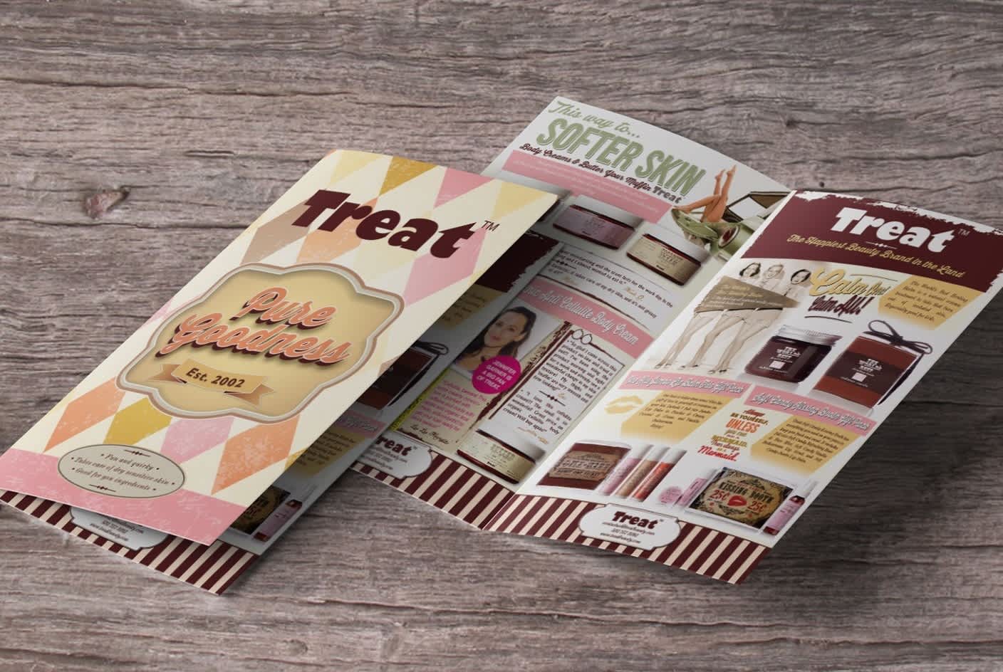 Bi-fold brochure advertising a pastry shop
