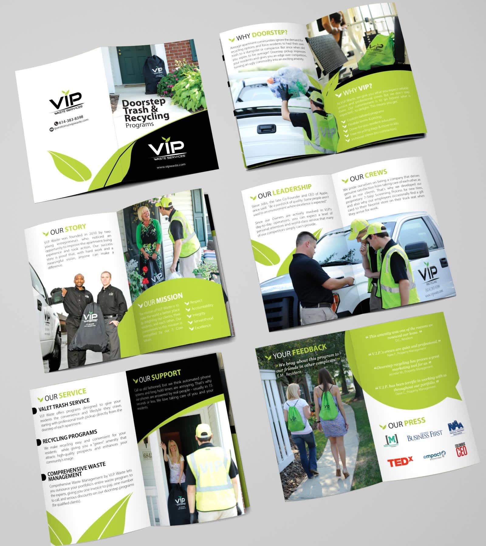 Bi-fold brochure advertising rubbish clearance and recycling company