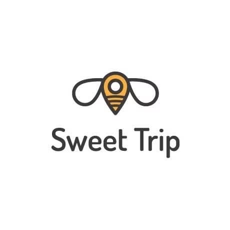 Minimalist bee logo designed for the brand Sweet Trip