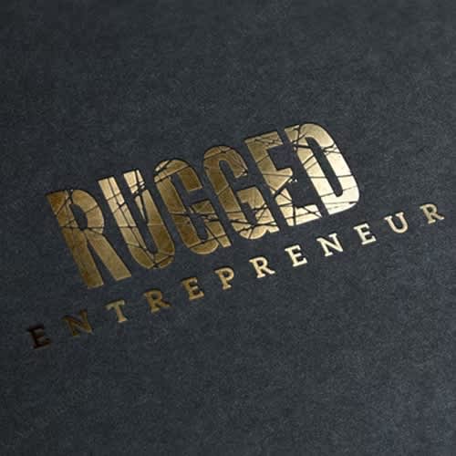 Gold shiny logo on dark black background