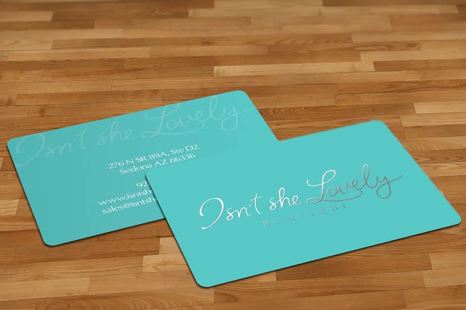 Beauty boutique business card design in turquoise