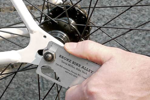 Uniquely shaped business card that serves as a bike