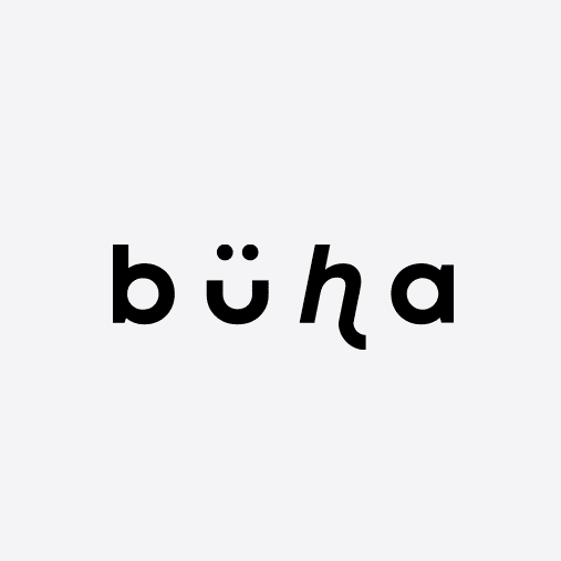 Buha logo with tilted &lsquo;h&rsquo;