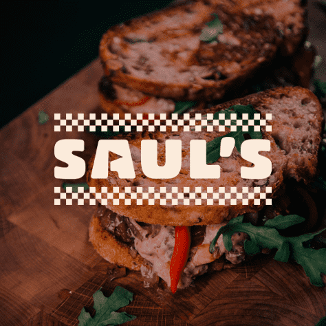 Logo trend subtle icon in the letter 'A' in Saul&rsquo;s burger logo