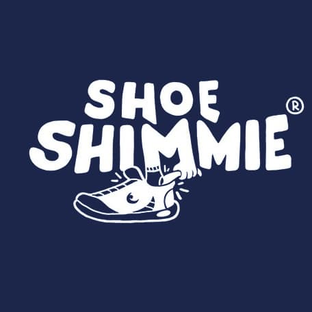 Shoe Shimmie logo with an &lsquo;M&rsquo; putting on a shoe