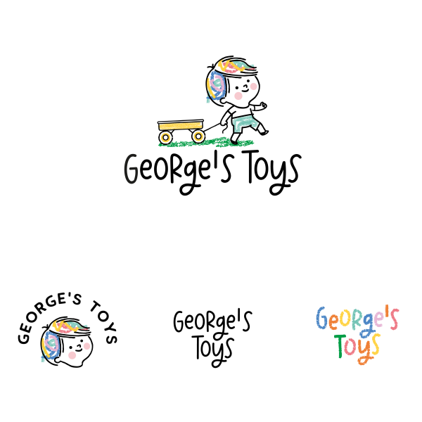 Colorful toy branding using thick outlines