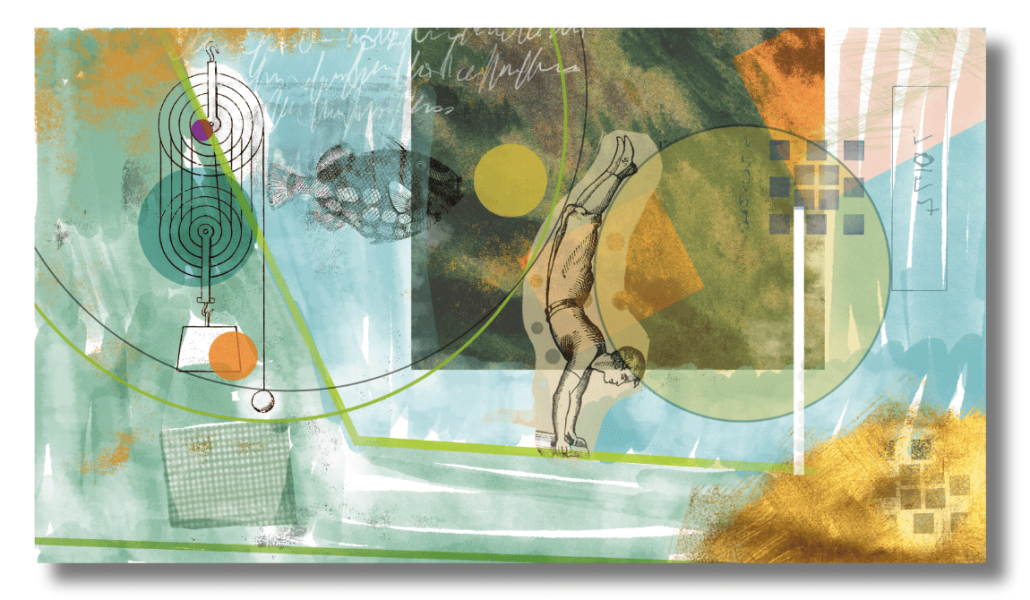 The Structured Scrapbook graphic design trend collage with doodles, scribbles and watercolors