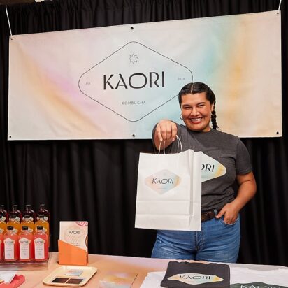 Kaori Kombucha hanging banner.