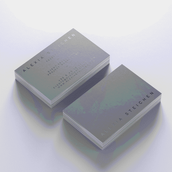Silver finish on text for a shine on business card