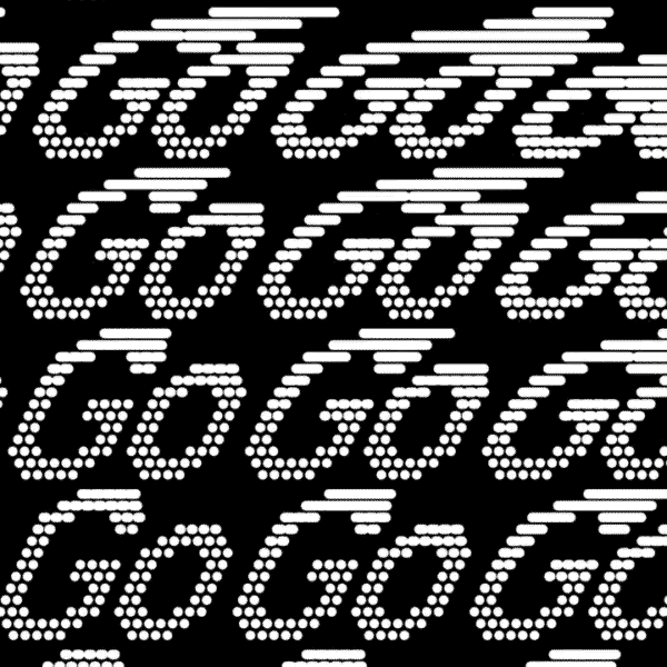 Halftone blur font merging differently sized dots