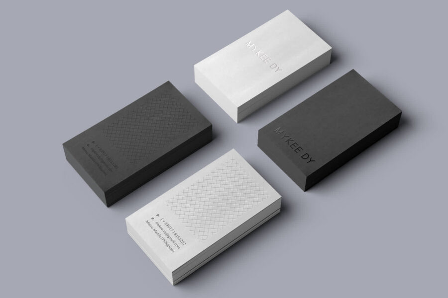 Fine lines in a criss-cross pattern on a business card