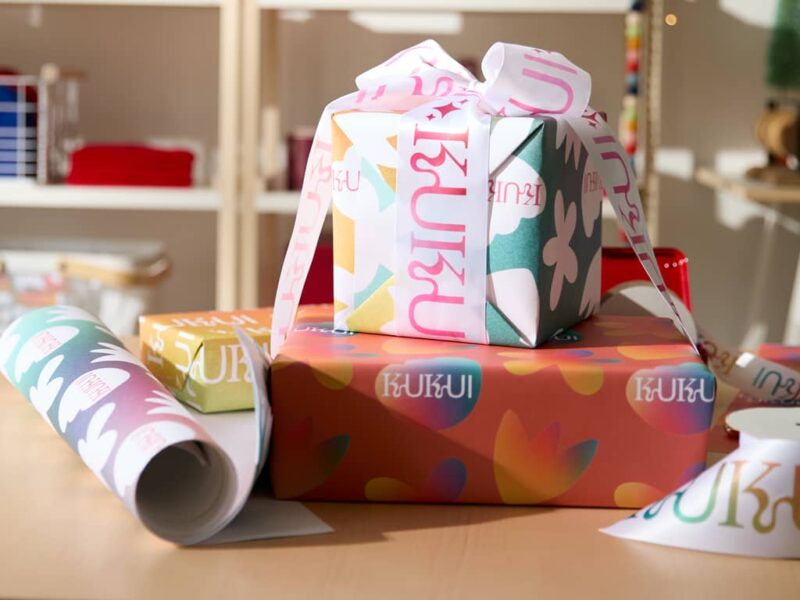 Decoratively wrapped presents stacked on top of each other