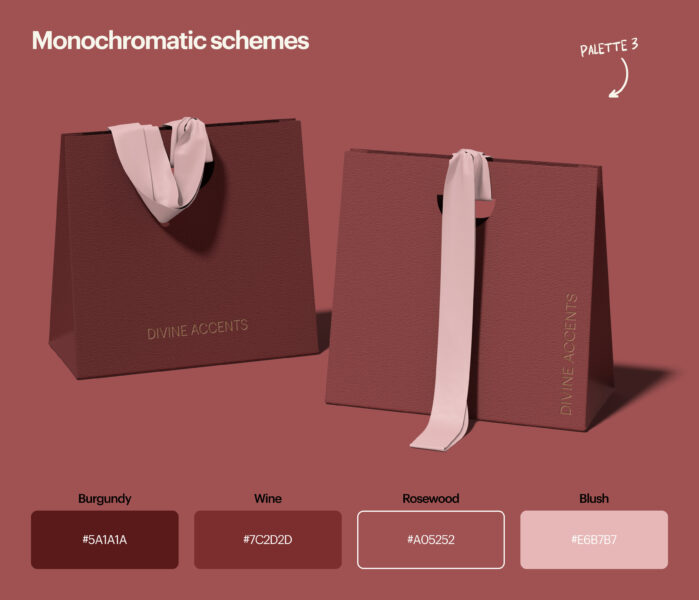 Burgundy, wine, rosewood and blush colors.
