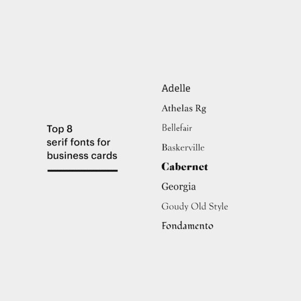Top 8 serif fonts for business cards