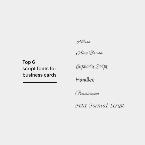 Top 8 script fonts for business cards