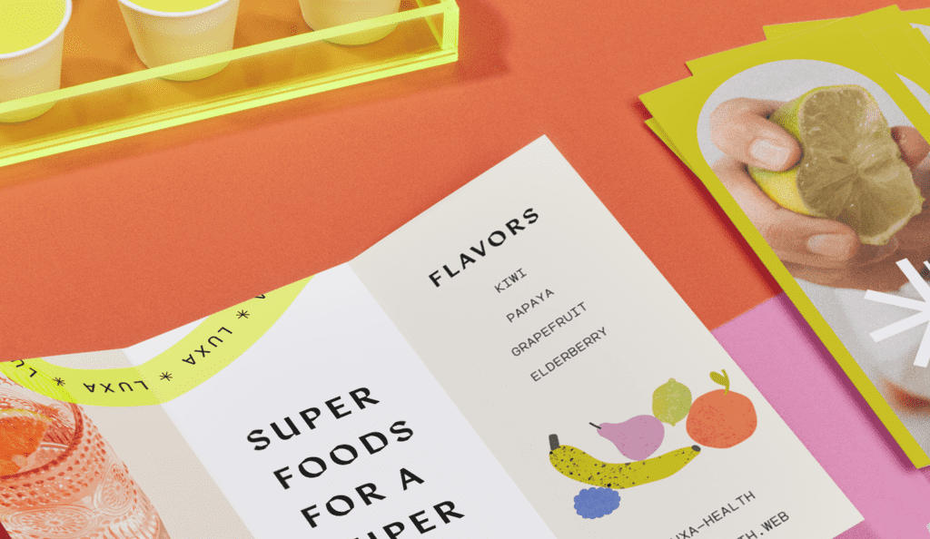 Colorful paper flyer and print merchandise
