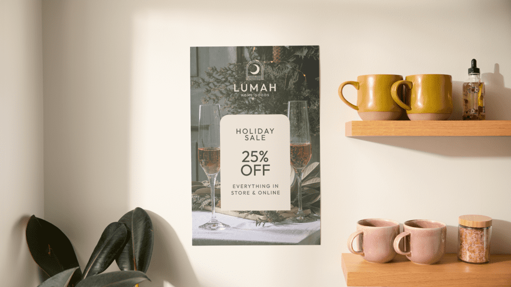 Hierarchy layout principle in a promotional poster for a retail holiday sale