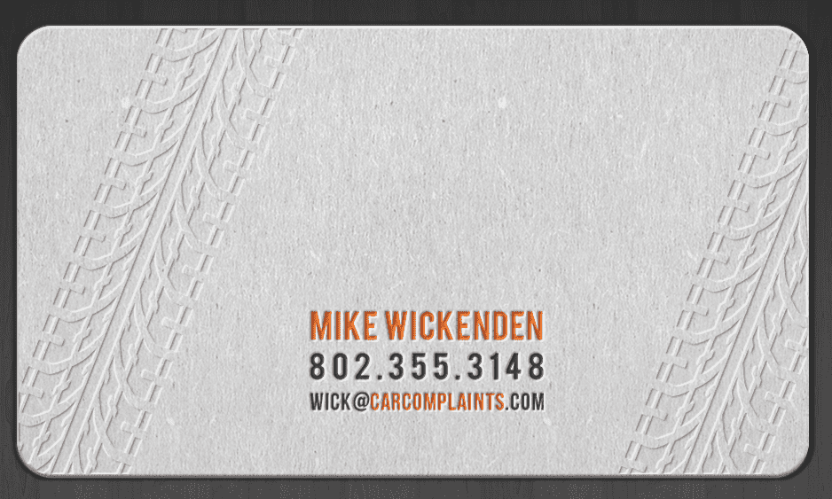 Embossed business card