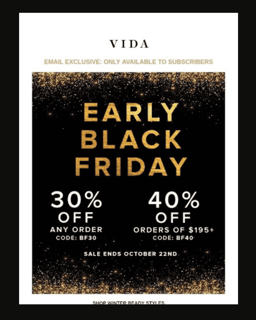 Vida Cyber Monday campaign