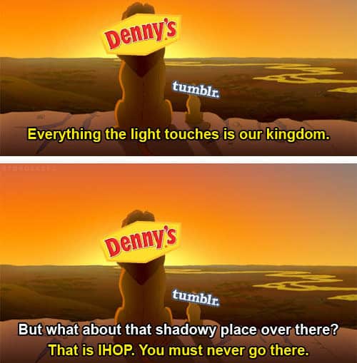 Simba and Mufasa meme posted by Denny&rsquo;s