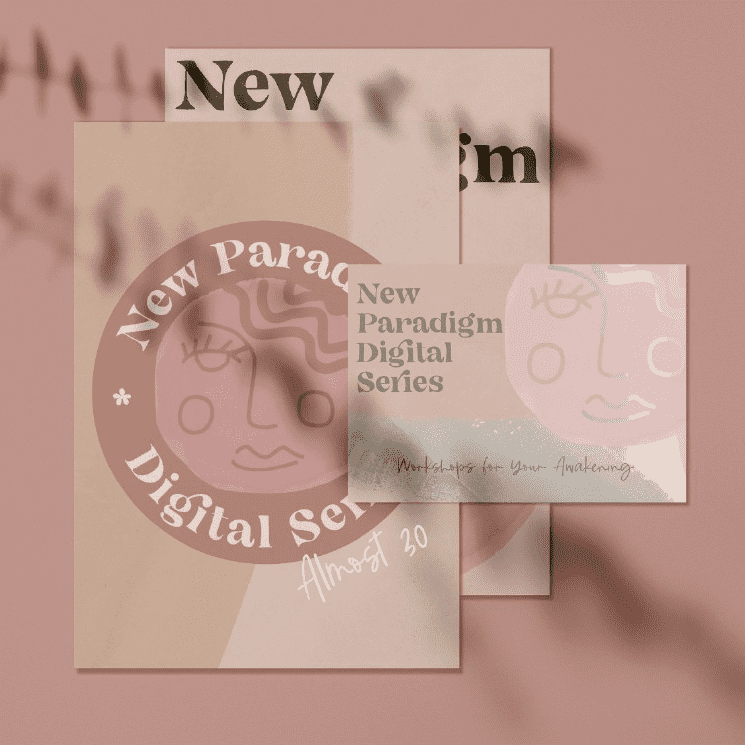 logo and brand identity in shades of pink and green